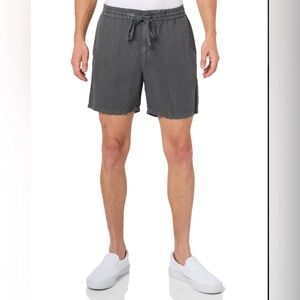 John Varvatos Mens Daryl 6.5" Linen Blend Drawstring Shorts 28 Seal Grey - NWT